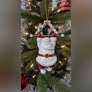 Lenox Hanging Santa Ornament Gold Accents Porcelain Holiday Christmas Decor